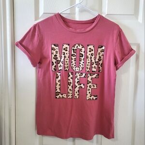 "Mom Life"  Leopard Print T-shirt - small/medium